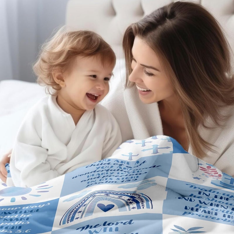 HEIFAM هدايا المعمودية للأولاد والبنات، بطانية هدية المعمودية، هدية مسيحية للأولاد والبنات، هدية عيد ميلاد دينية للمعمودية، هدايا من العرابة للطفل، 40''x50'' - Image 5